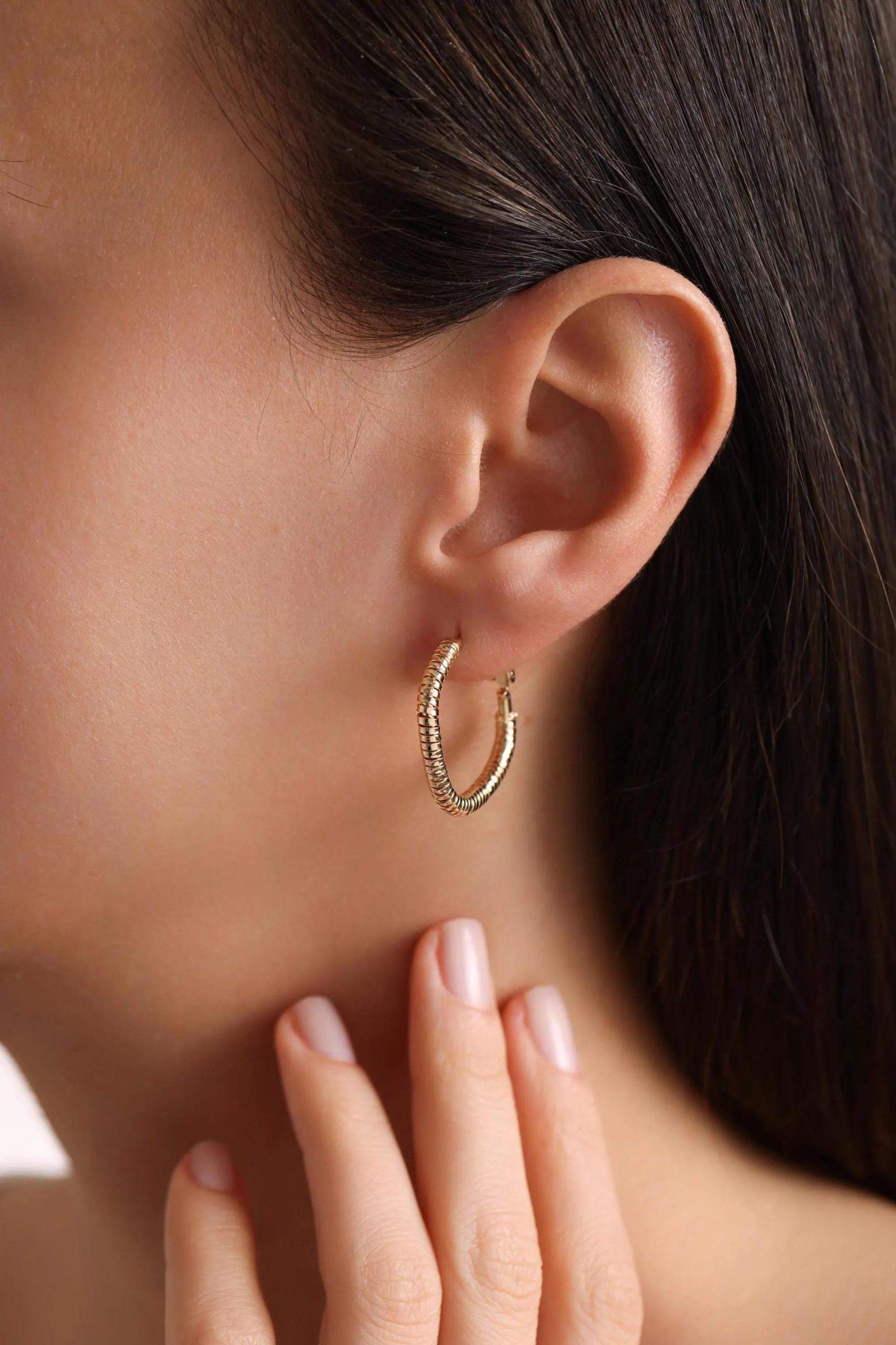 Modern Everyday Textured Hoop Earrings