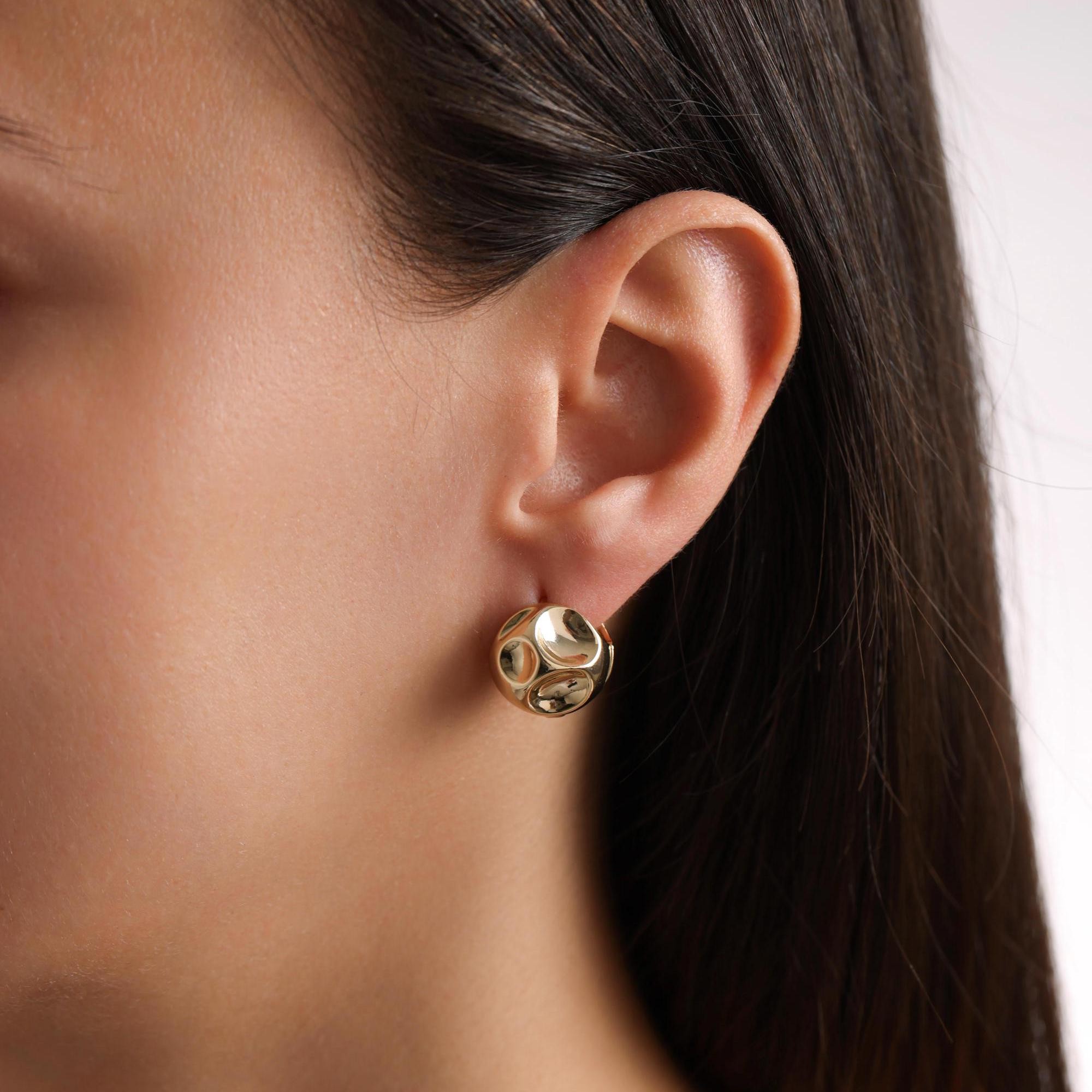 Gold Sculpted Dome Earrings