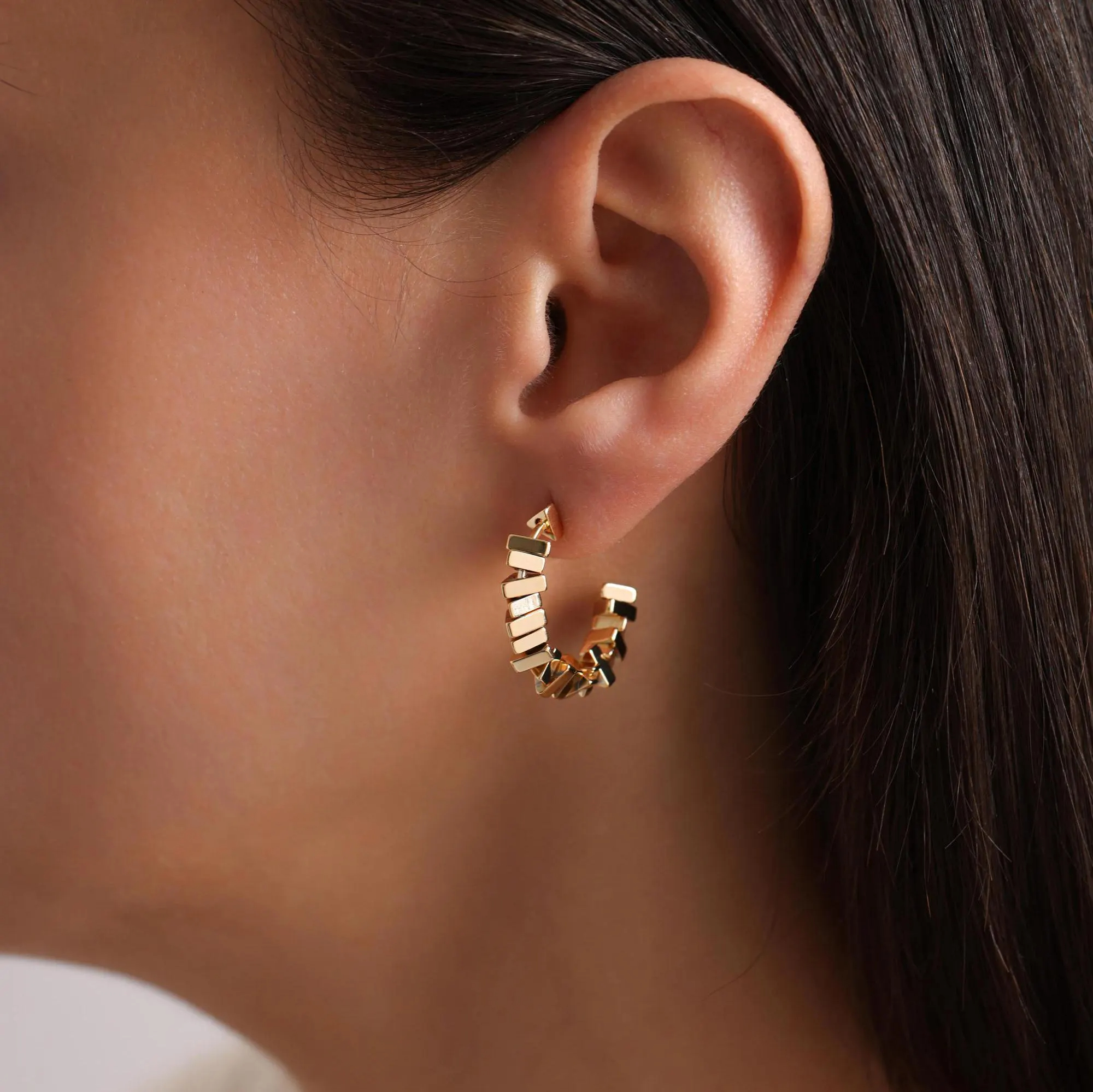 Sculptural Geometric Square Earrings