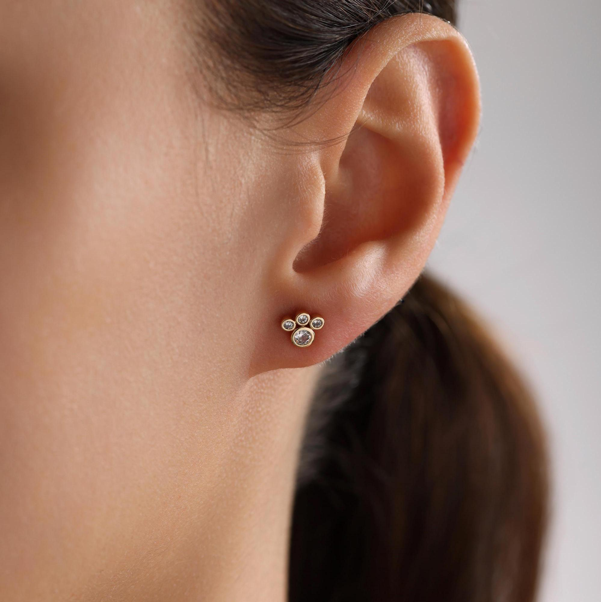 Diamond cluster flower earrings